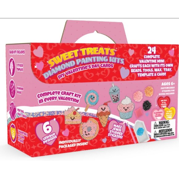 Set of 24 Valentines Cards for Kids Classroom - Valentine's Day Sweet Treats Dia - Picture 8 of 9